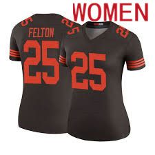Cheap Women Cleveland Browns 25 Demetric Felton Nike Brown Alternate Game NFL Jersey